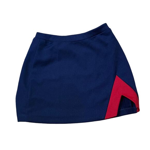 Navy Blue Red Cheerleader Uniform Skirt Costume XS W-24" - Picture 1 of 3